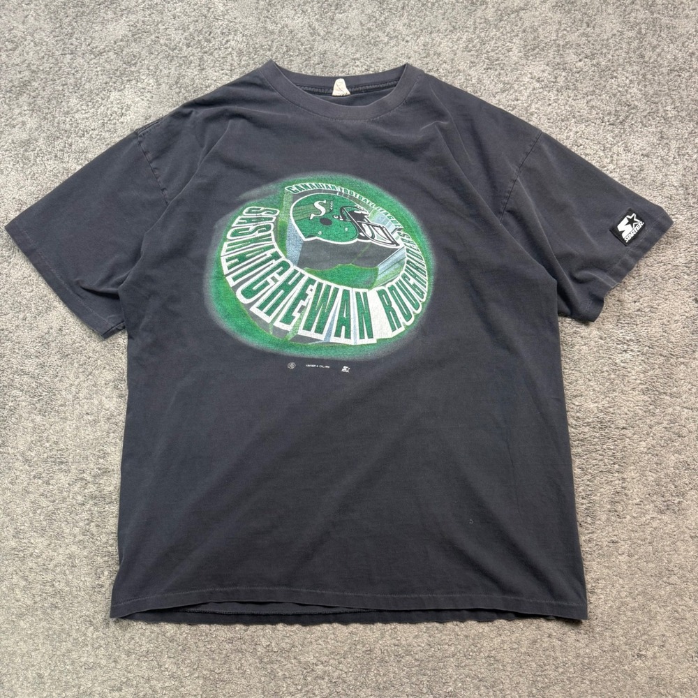 Starter Saskatchewan Roughriders Shirt Black XL 1999 CFL Vintage
